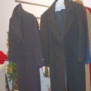 100% Genuine Full Length Double Breasted Women's Black Or Navy Blue Wool Coats